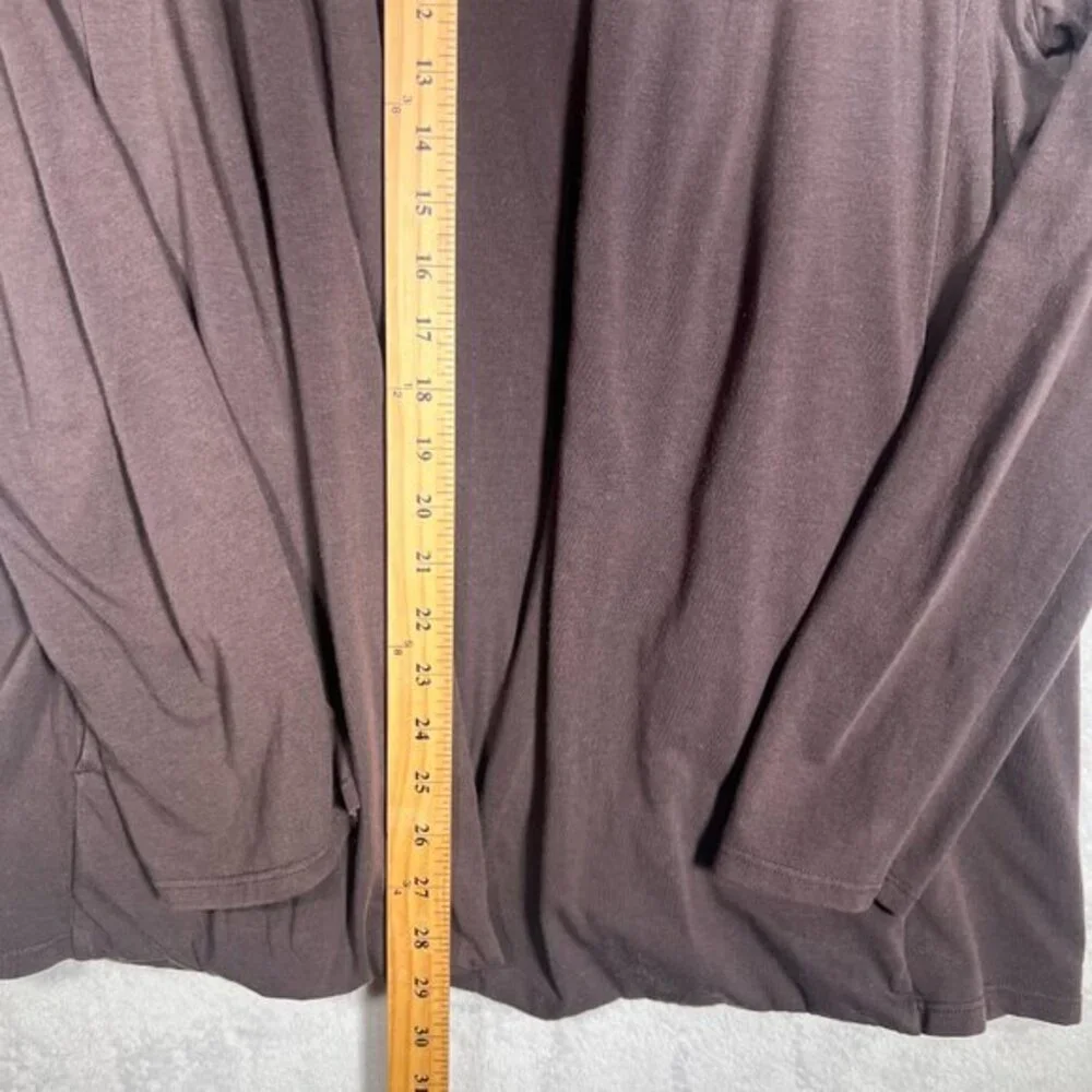 Eileen Fisher Cardigan Womens M Brown Hooded Open Front‎ Sweater Pockets Comfy